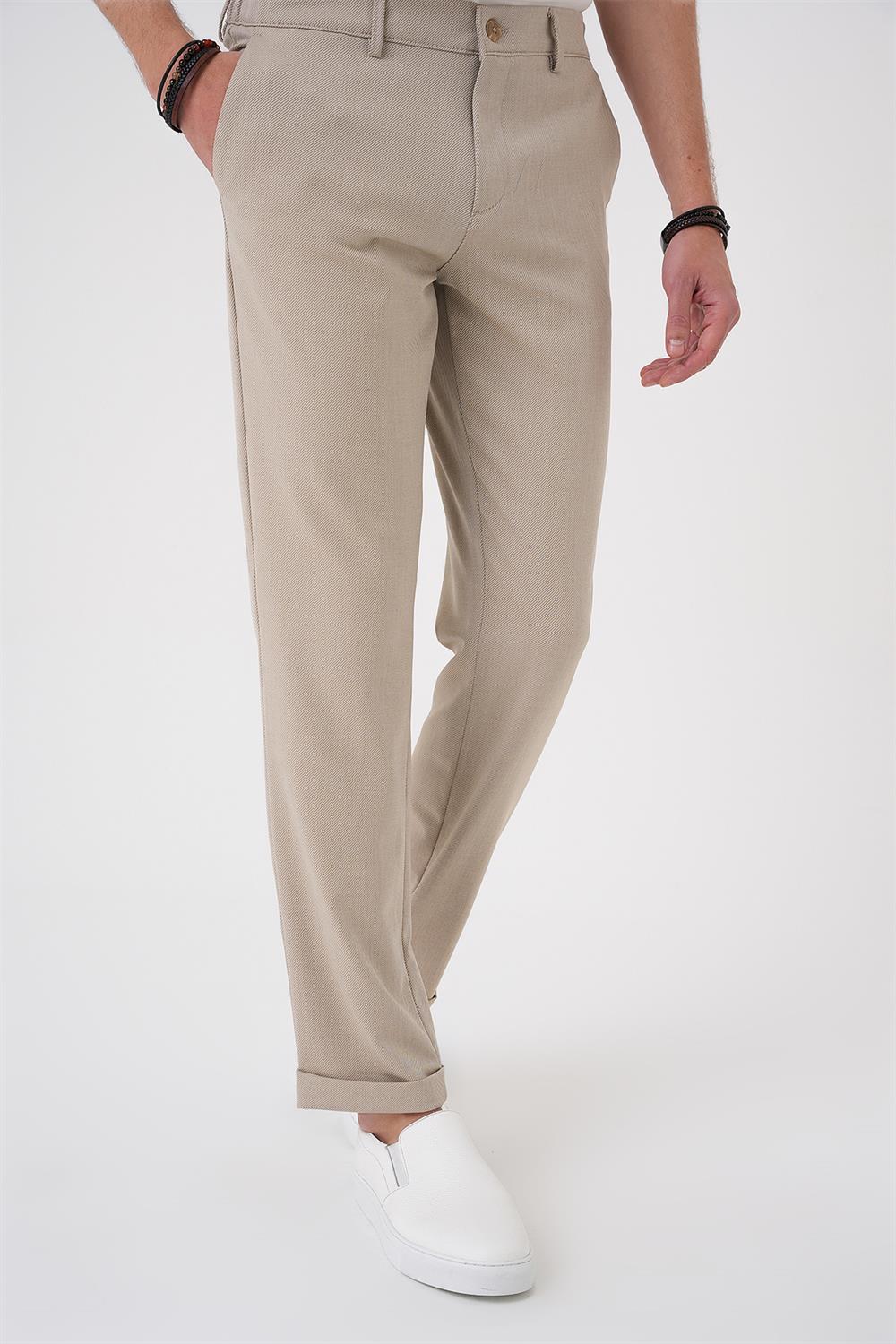 P 1183 Comfort Fit Beli Lastikli Bej Jogger Pantolon 