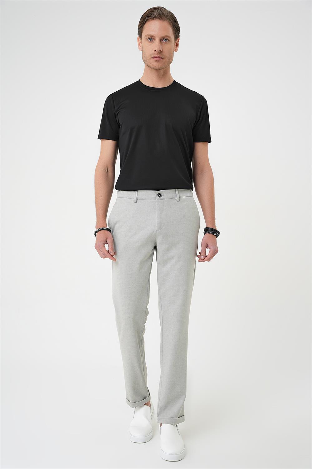 P 1183 Comfort Fit Beli Lastikli Gri Jogger Pantolon 