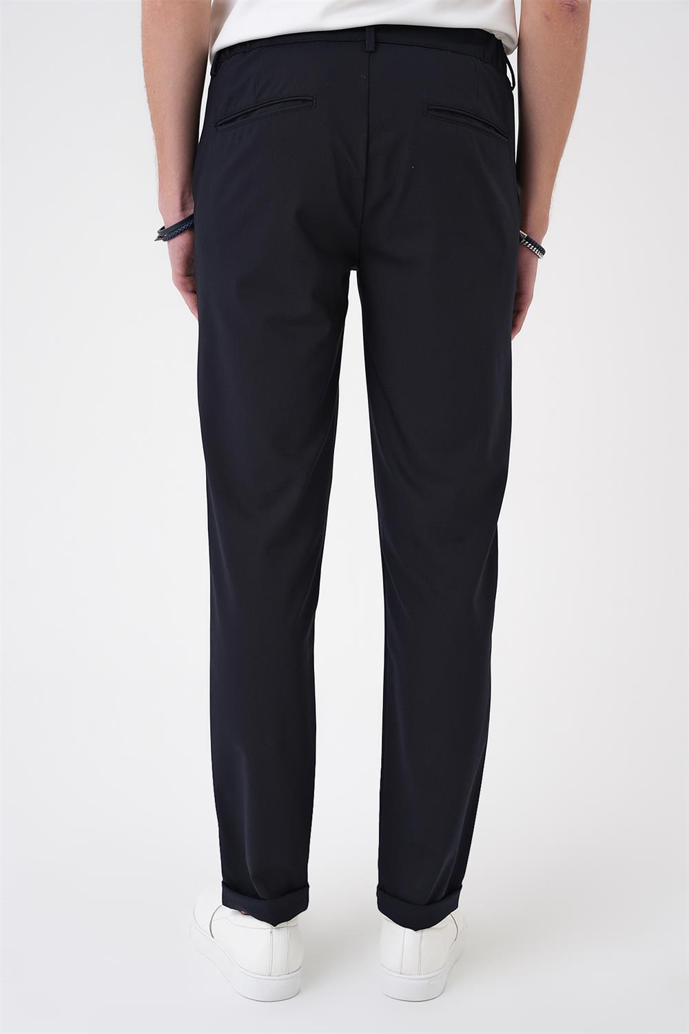 P 1184 Comfort Fit Beli Lastikli Lacivert Jogger Pantolon 