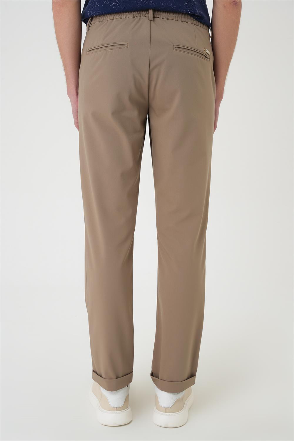 P 1185 Comfort Fit Beli Lastikli Bej Jogger Pantolon 