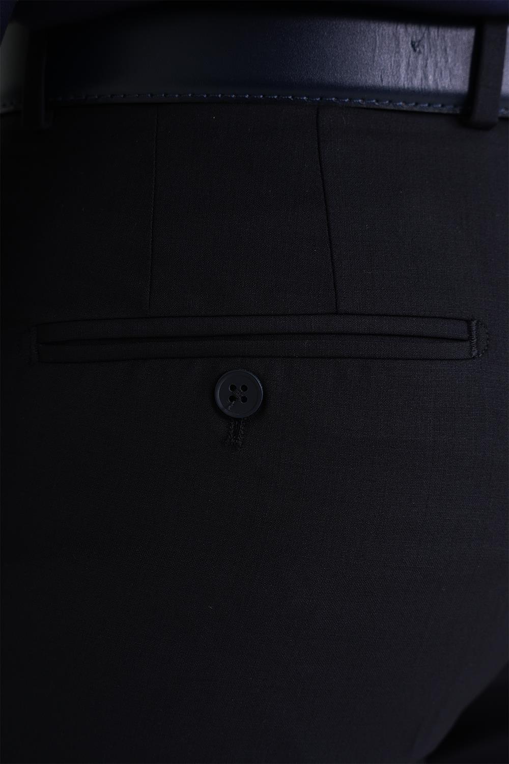 P 1191 Slim Fit Pilesiz Yün Klasik Lacivert Kumaş Pantolon 
