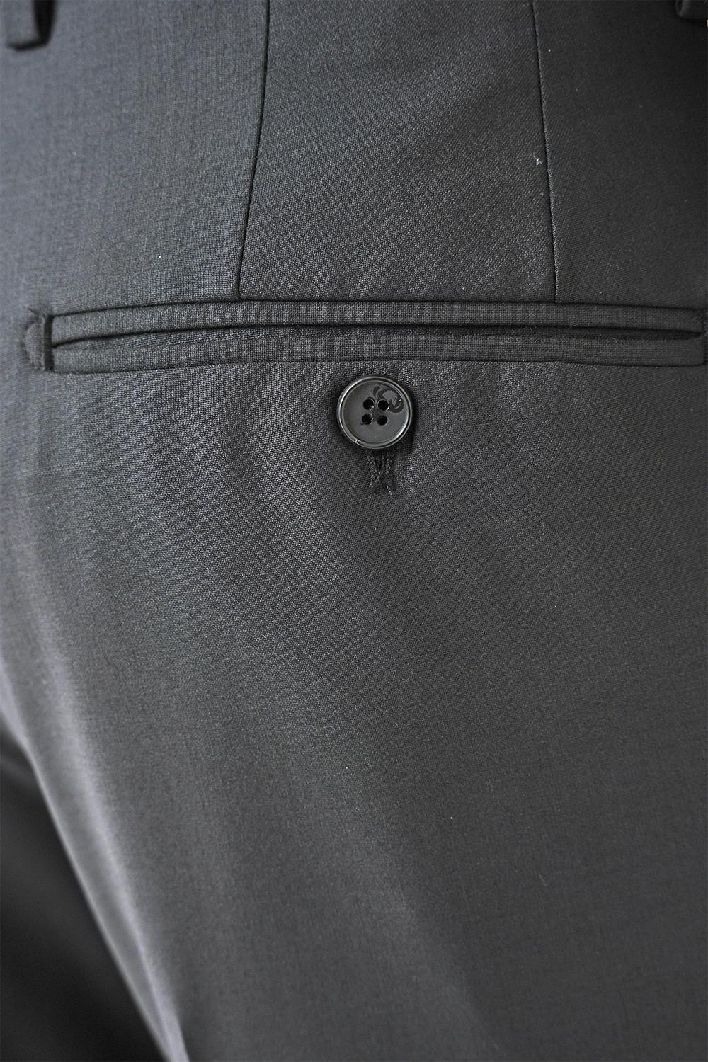 P 1191 Slim Fit Pilesiz Yün Klasik Siyah Kumaş Pantolon 