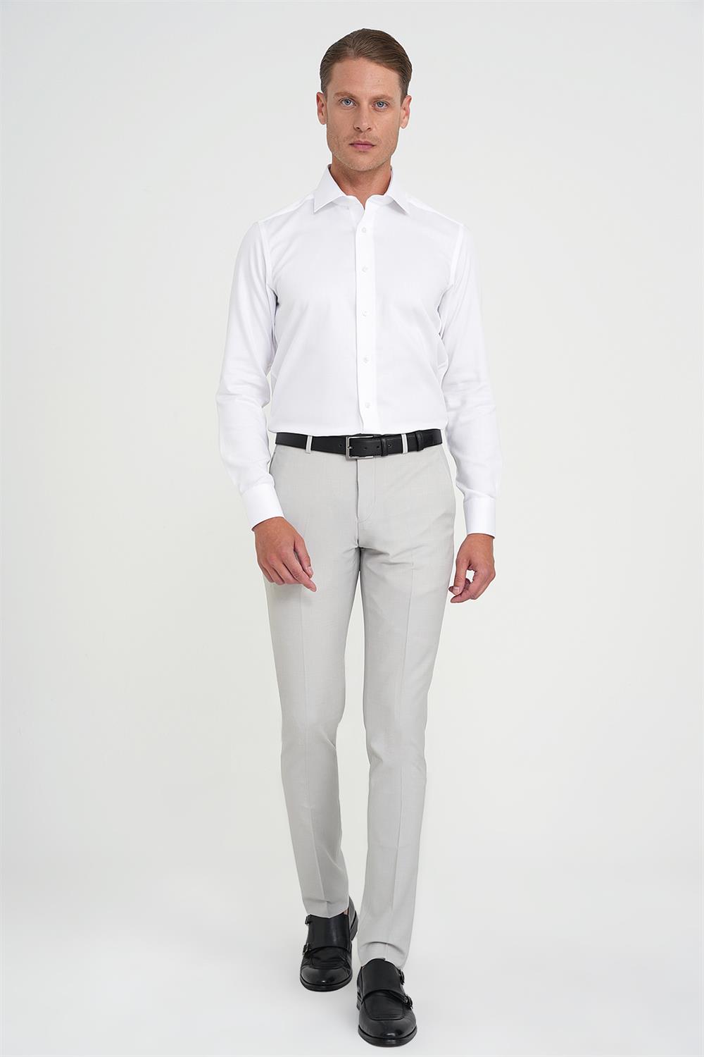 P 1191 Slim Fit Pilesiz Yün Klasik Taş Kumaş Pantolon 