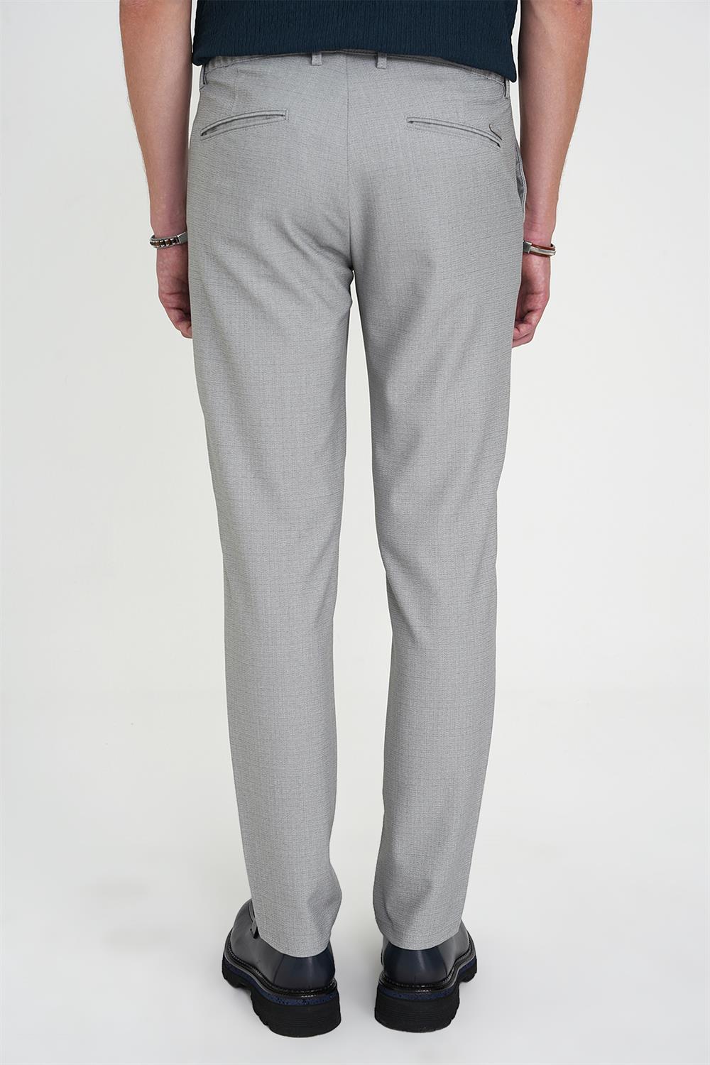 P 1192 Comfort Fit Beli Lastikli Dokulu Gri Jogger Pantolon 