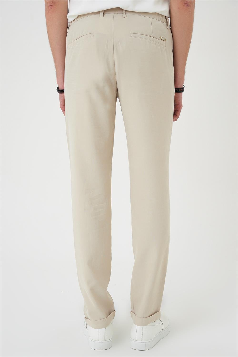 P 1194 Comfort Beli Lastikli Rayon Karışımlı Krem Jogger Pantolon 