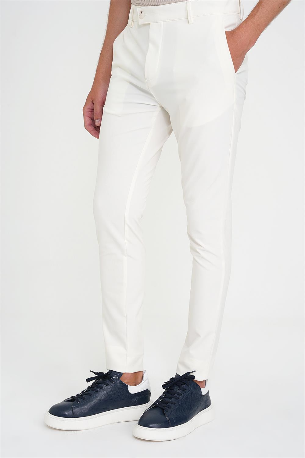 P 1197 PANTOLON SLİM FİT BEYAZ CASUAL