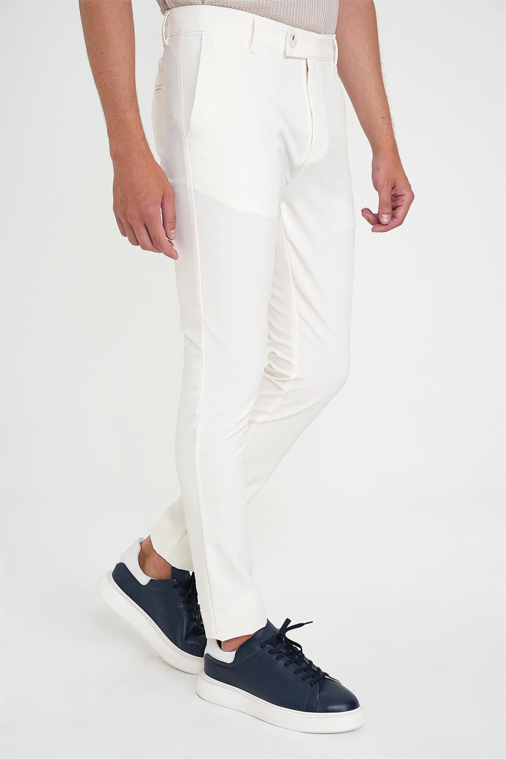 P 1197 PANTOLON SLİM FİT BEYAZ CASUAL