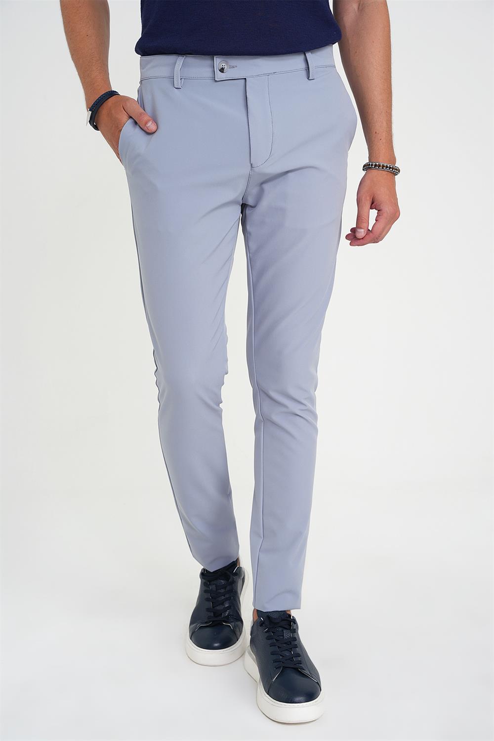 P 1197 PANTOLON SLİM FİT GRİ-MAVİ CASUAL