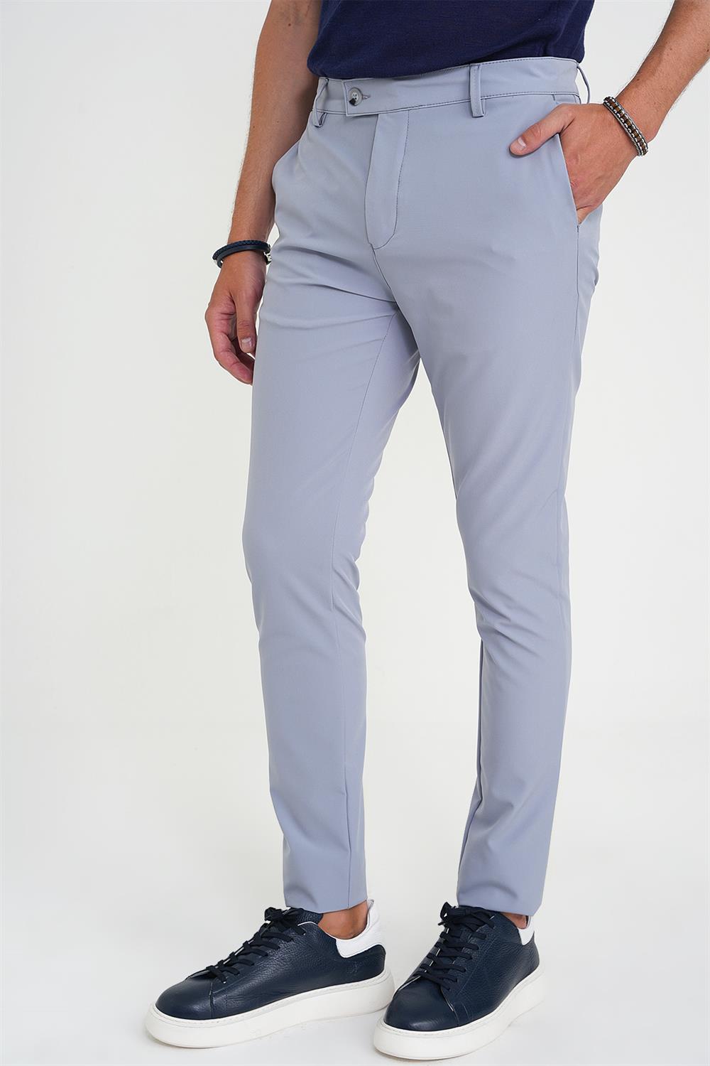 P 1197 PANTOLON SLİM FİT GRİ-MAVİ CASUAL