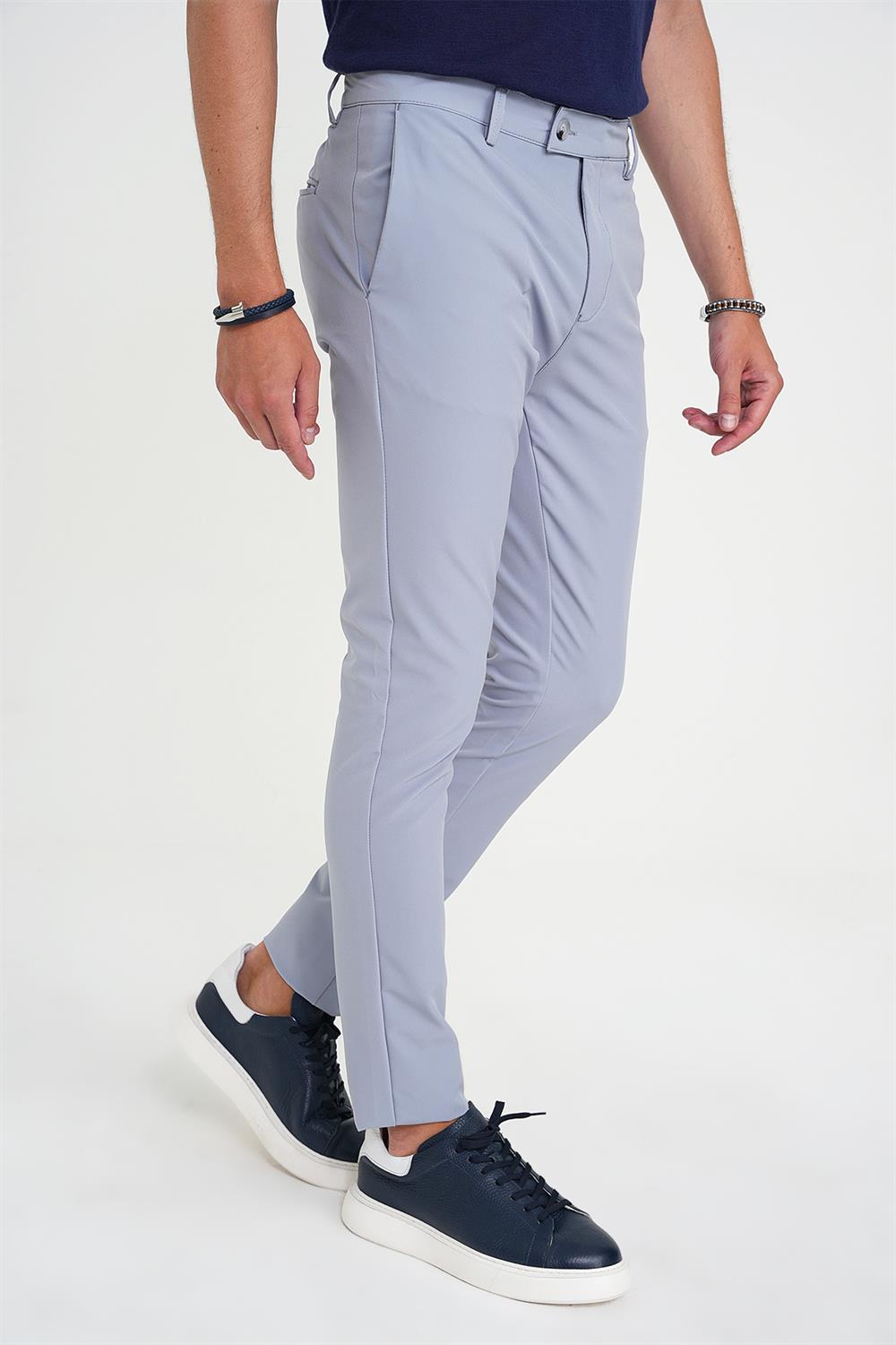 P 1197 PANTOLON SLİM FİT GRİ-MAVİ CASUAL
