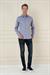 Slim Fit %100 Pamuk Uzun Kol Dokulu Klasik İndigo Gömlek  Gk 749