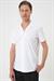Slim Fit Apaş Yaka Kısa Kol Esnek Casuel Beyaz Gömlek  G 1589