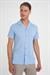 Slim Fit Apaş Yaka Modal Karışımlı Kısa Kol Mavi Gömlek G 1590