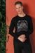 Slim Fit Baskılı Bisiklet Yaka Esnek Pamuk Siyah Tişört Ts 868
