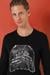 Slim Fit Baskılı Bisiklet Yaka Esnek Pamuk Siyah Tişört Ts 868