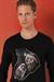 Slim Fit Baskılı Bisiklet Yaka Esnek Pamuk Siyah Tişört Ts 866