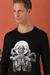Slim Fit Baskılı Bisiklet Yaka Esnek Pamuk Siyah Tişört Ts 869