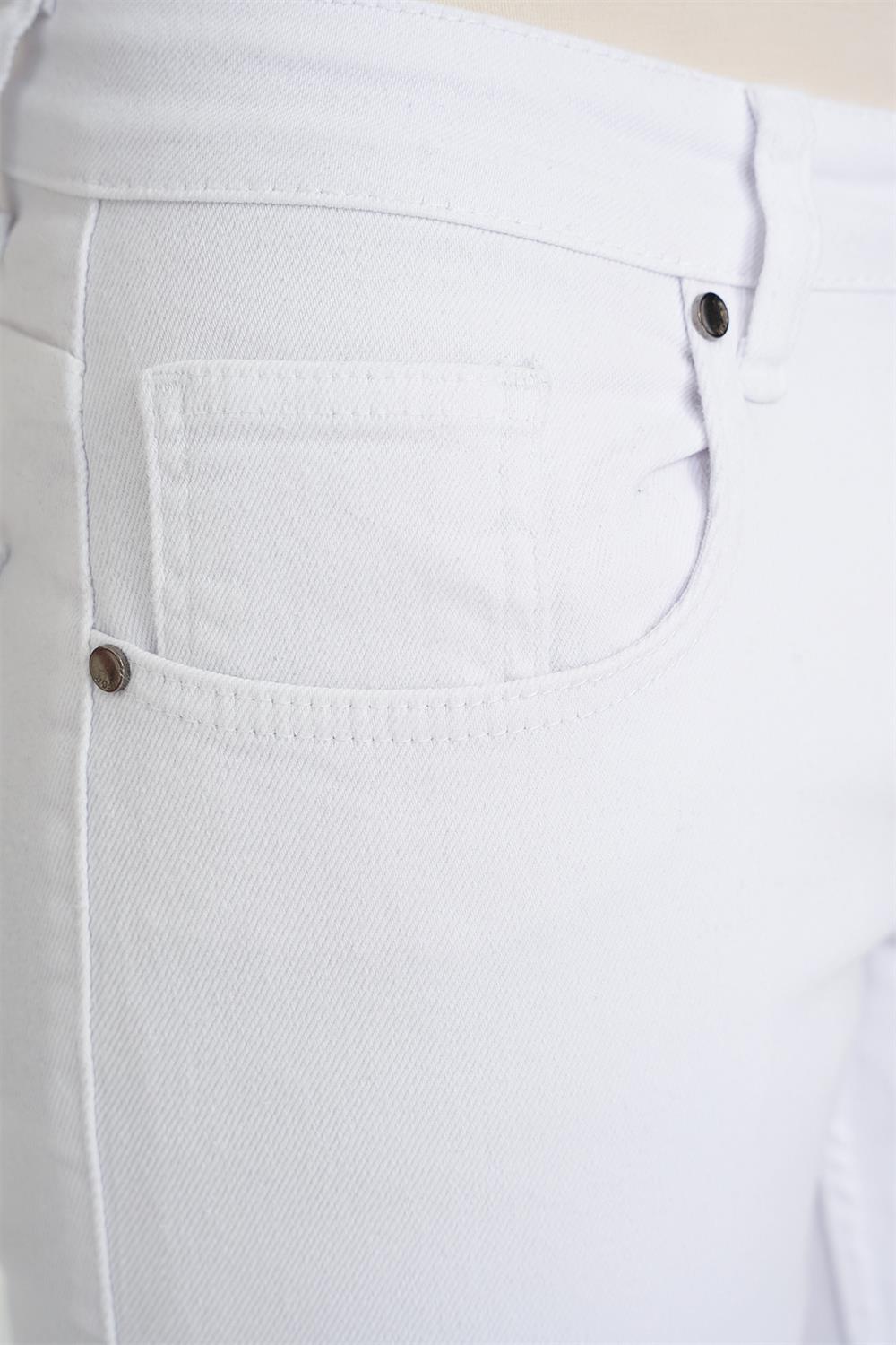 Slim Fit Beş Cep Likralı Beyaz Jean Pantolon Denim 134