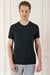 Slim Fit Bisiklet Yaka %100 Pamuk Koyu Siyah Tişört Ts 878