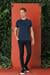 Slim Fit Bisiklet Yaka %100 Pamuk Lacivert Tişört Ts 878