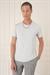 Slim Fit Bisiklet Yaka Doku Desenli Pamuklu Açık Gri Tişört Ts 881
