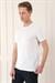 Slim Fit Bisiklet Yaka Doku Desenli Pamuklu Ekru Tişört Ts 881
