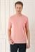 Slim Fit Bisiklet Yaka Doku Desenli Pamuklu Mercan Tişört Ts 881