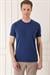 Slim Fit Bisiklet Yaka Doku Desenli Pamuklu Lacivert Tişört Ts 881