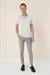 Slim Fit Bisiklet Yaka Doku Desenli Pamuklu Açık Gri Tişört Ts 881