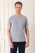 Slim Fit Bisiklet Yaka Doku Desenli Pamuklu Gri Tişört Ts 881