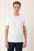 Slim Fit Bisiklet Yaka Doku Desenli Pamuklu Ekru Tişört Ts 881