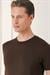 Slim Fit Bisiklet Yaka Düz Pamuklu Kahverengi Tişört Ts 823