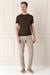 Slim Fit Bisiklet Yaka Düz Pamuklu Kahverengi Tişört Ts 823