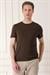 Slim Fit Bisiklet Yaka Düz Pamuklu Kahverengi Tişört Ts 823