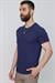 Slim Fit Bisiklet Yaka Düz Pamuklu Lacivert Tişört Ts 823