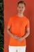 Slim Fit Bisiklet Yaka Düz Pamuklu Oranj Tişört Ts 823