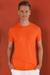 Slim Fit Bisiklet Yaka Düz Pamuklu Oranj Tişört Ts 823