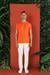 Slim Fit Bisiklet Yaka Düz Pamuklu Oranj Tişört Ts 823