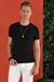 Slim Fit Bisiklet Yaka Düz Pamuklu Siyah Tişört Ts 823