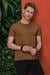 Slim Fit Bisiklet Yaka Düz Pamuklu Tarçın Tişört Ts 823