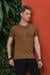 Slim Fit Bisiklet Yaka Düz Pamuklu Tarçın Tişört Ts 823