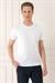 Slim Fit Bisiklet Yaka Pamuklu Beyaz Tişört Ts 880