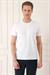 Slim Fit Bisiklet Yaka Pamuklu Beyaz Tişört Ts 880