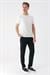 Slim Fit Bisiklet Yaka Sıva Dokuma Pamuklu Ekru Tişört Ts 882