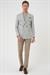 Slim Fit Çift Yırtmaç Çizgili Kruvaze Casual Gri Ceket C 704