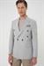 Slim Fit Çift Yırtmaç Çizgili Kruvaze Casual Gri Ceket C 704