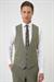 Slim Fit Çift Yırtmaç Keten Karışımlı Yelekli Klasik Haki Takım Elbise  Tk 914