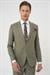Slim Fit Çift Yırtmaç Keten Karışımlı Yelekli Klasik Haki Takım Elbise  Tk 914
