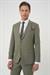 Slim Fit Çift Yırtmaç Keten Karışımlı Yelekli Klasik Haki Takım Elbise  Tk 914