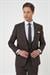 Slim Fit Çift Yırtmaç Keten Karışımlı Yelekli Klasik Kahve Takım Elbise  Tk 914